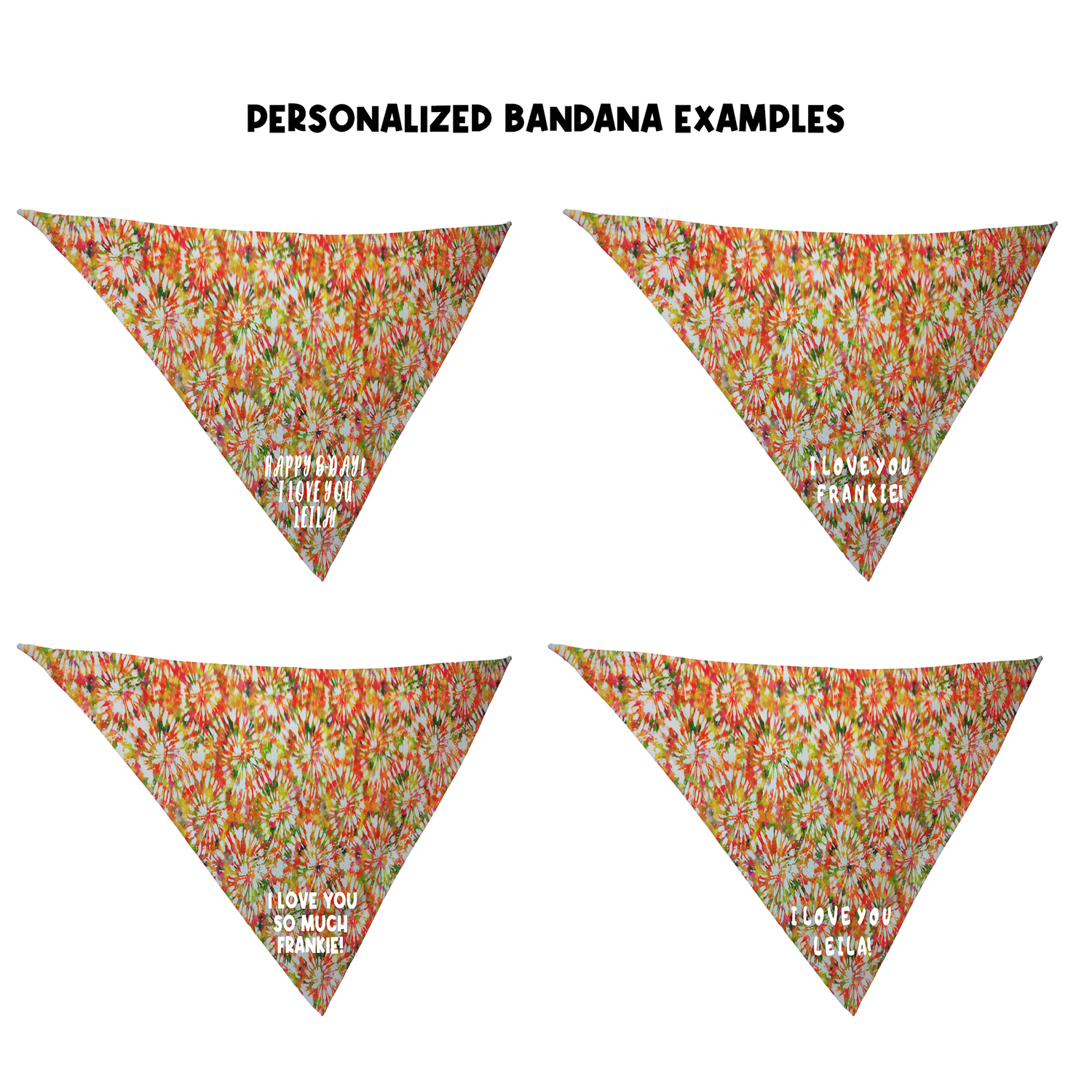 Personalized Orange Tie Dye Bandana