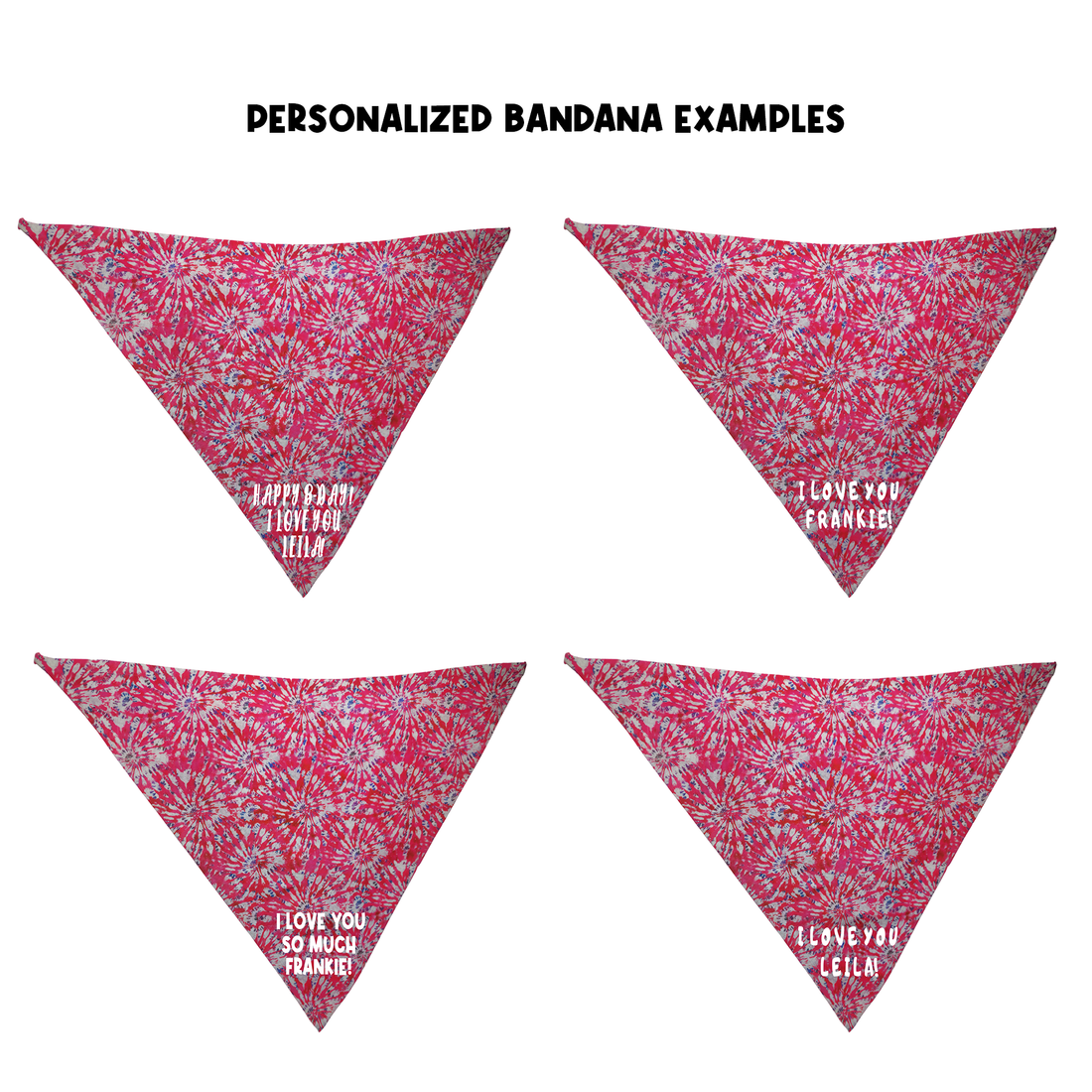 Personalized Hot Pink Tie Dye Bandana