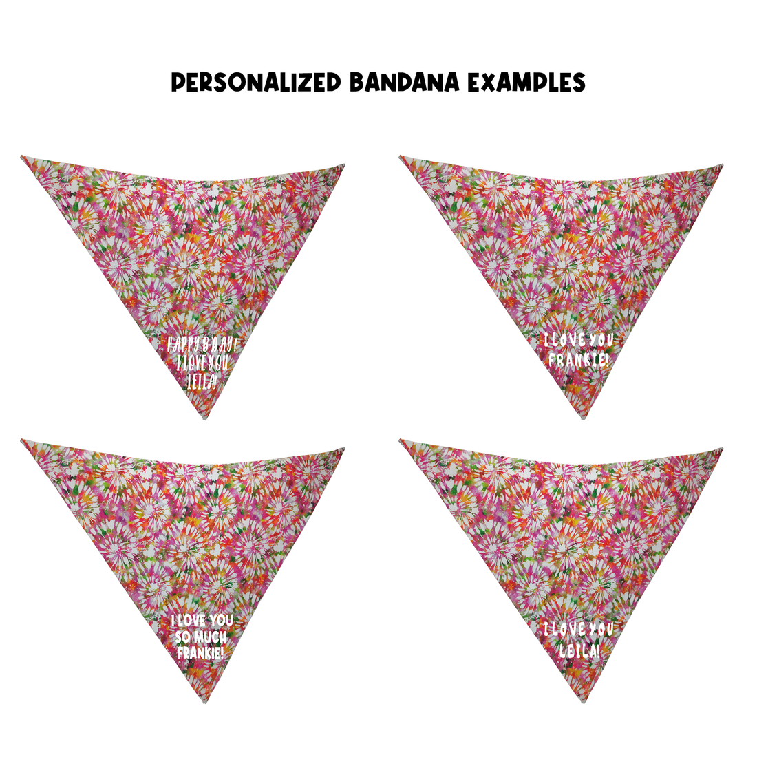 Personalized Pink Tie Dye Bandana