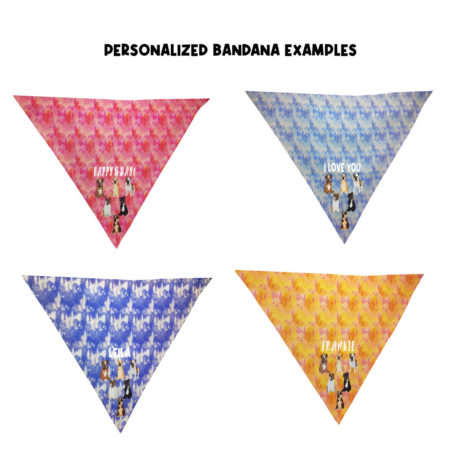 Personalized Bull Dog Family Bandana