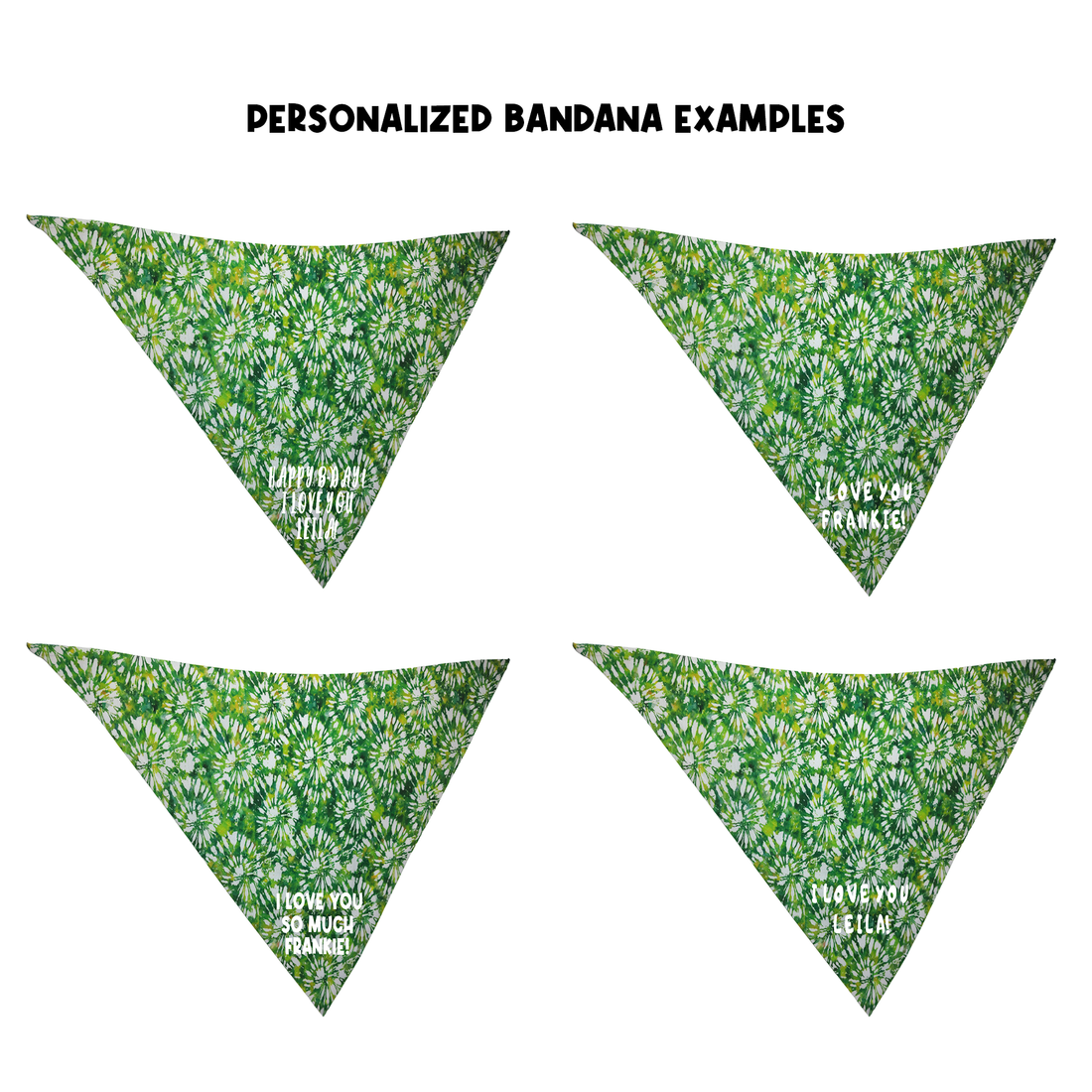 Personalized Green Tie Dye Bandana