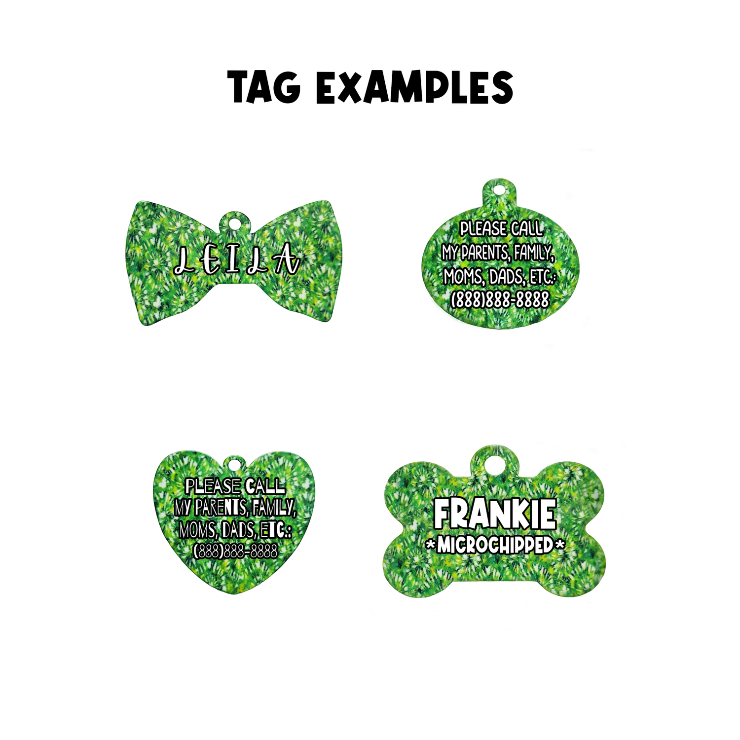 Personalized Green Tie Dye Tag