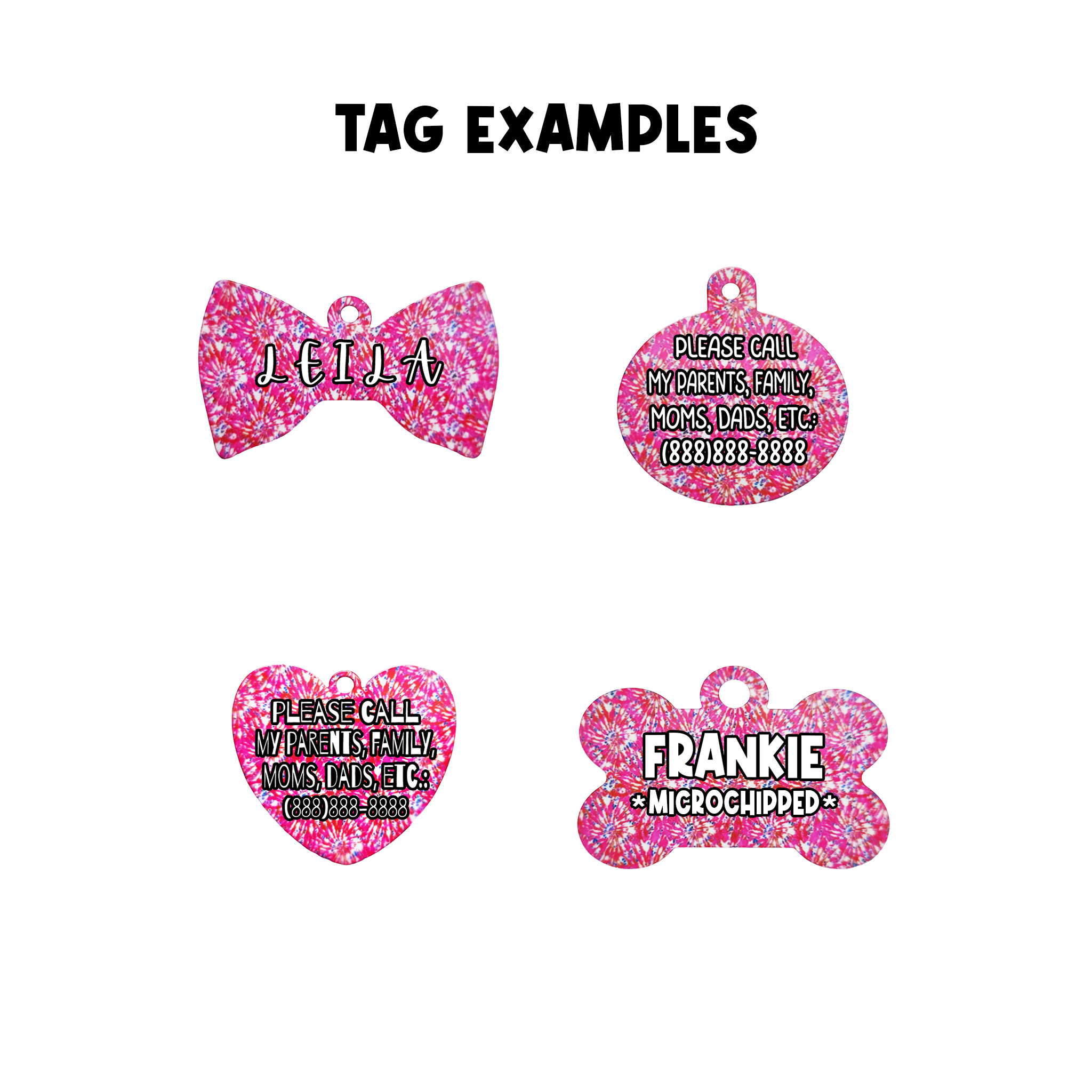 Personalized Hot Pink Tie Dye Tag